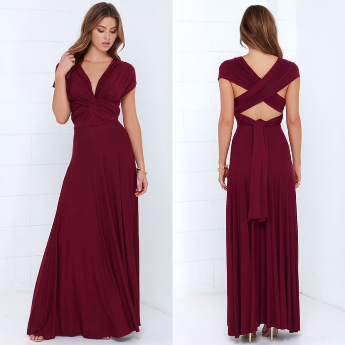 Everline Convertible Maxi Dress | Multi-Way Wrap Style for Weddings & Travel 