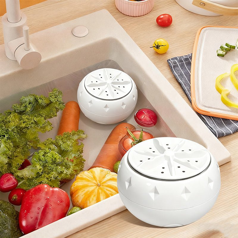 Everspin Produce Washer | USB Vortex Cleaning for Vegetables, Compact White Design 