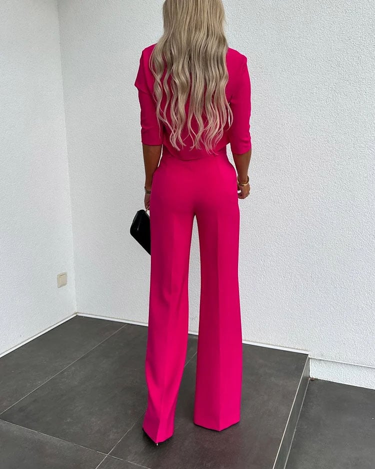 Everyday Tailored Pantsuit | High-Waisted Straight-Leg Set for Women 