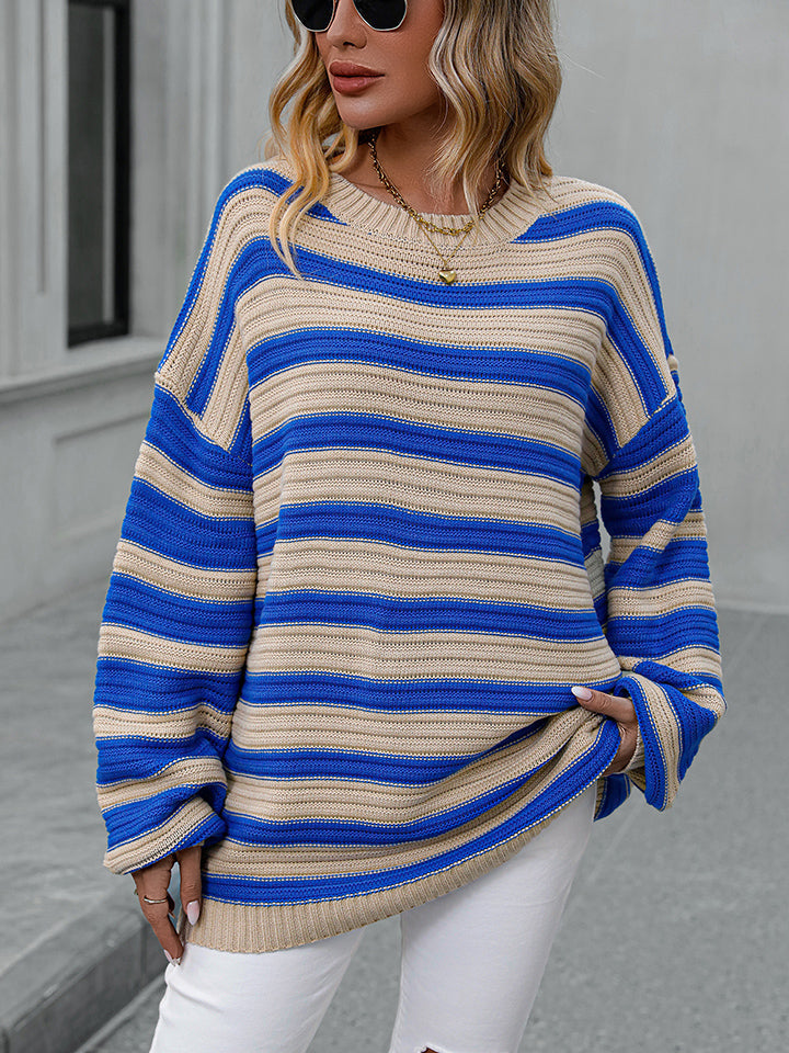 Striped Dropped Shoulder Sweater 