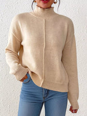 Turtleneck Dropped Shoulder Sweater 