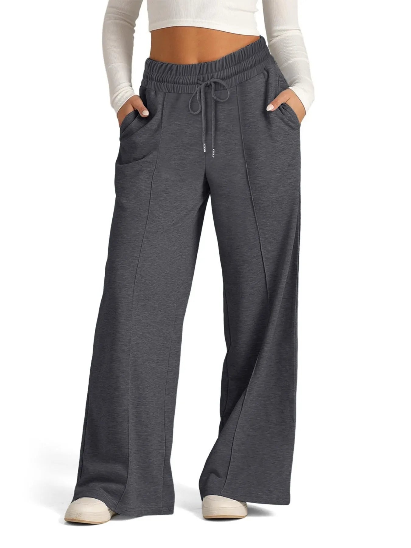Full Size Drawstring Relaxed Fit Wide Leg Pants Plus Size 