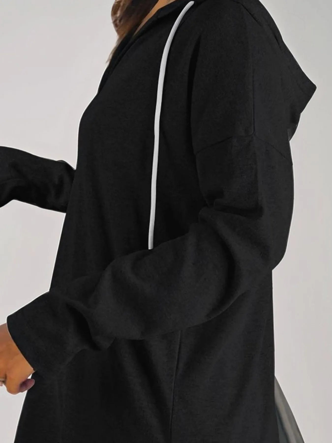 Full Size Drawstring Long Sleeve Hoodie Plus Size 