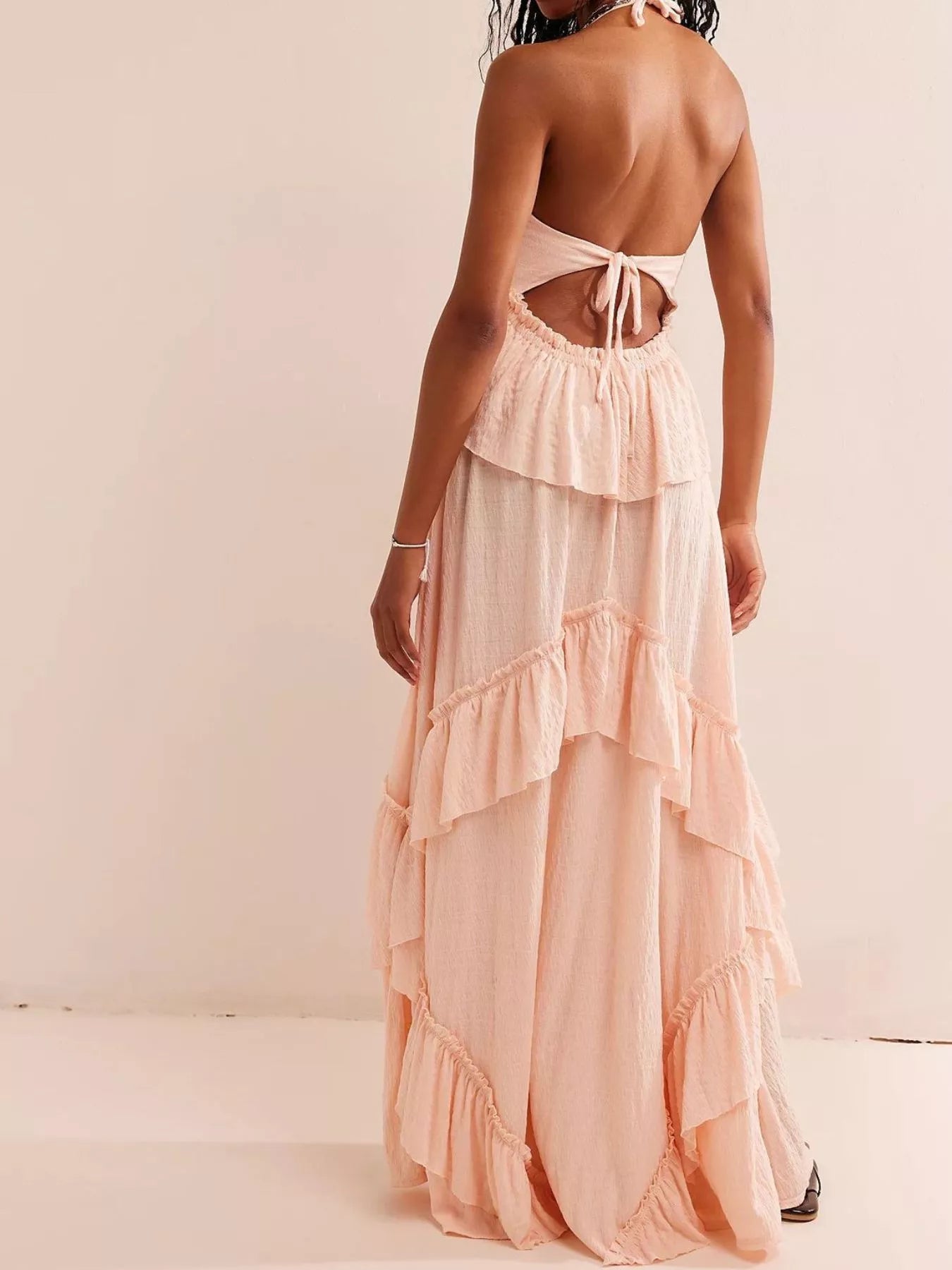 Ruffled Halter Neck Maxi Dress 