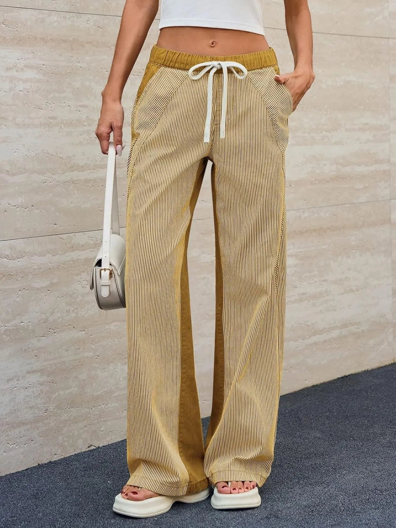 Striped Wide Leg Jeans 