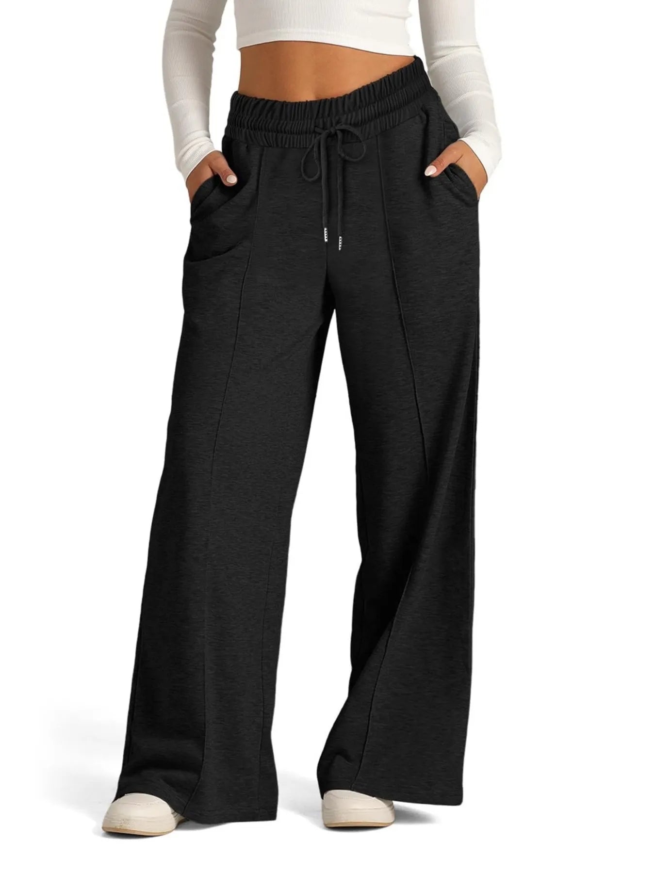 Full Size Drawstring Relaxed Fit Wide Leg Pants Plus Size 