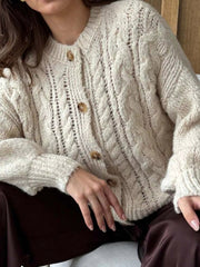 Cable Knit Button-Down Cardigan 