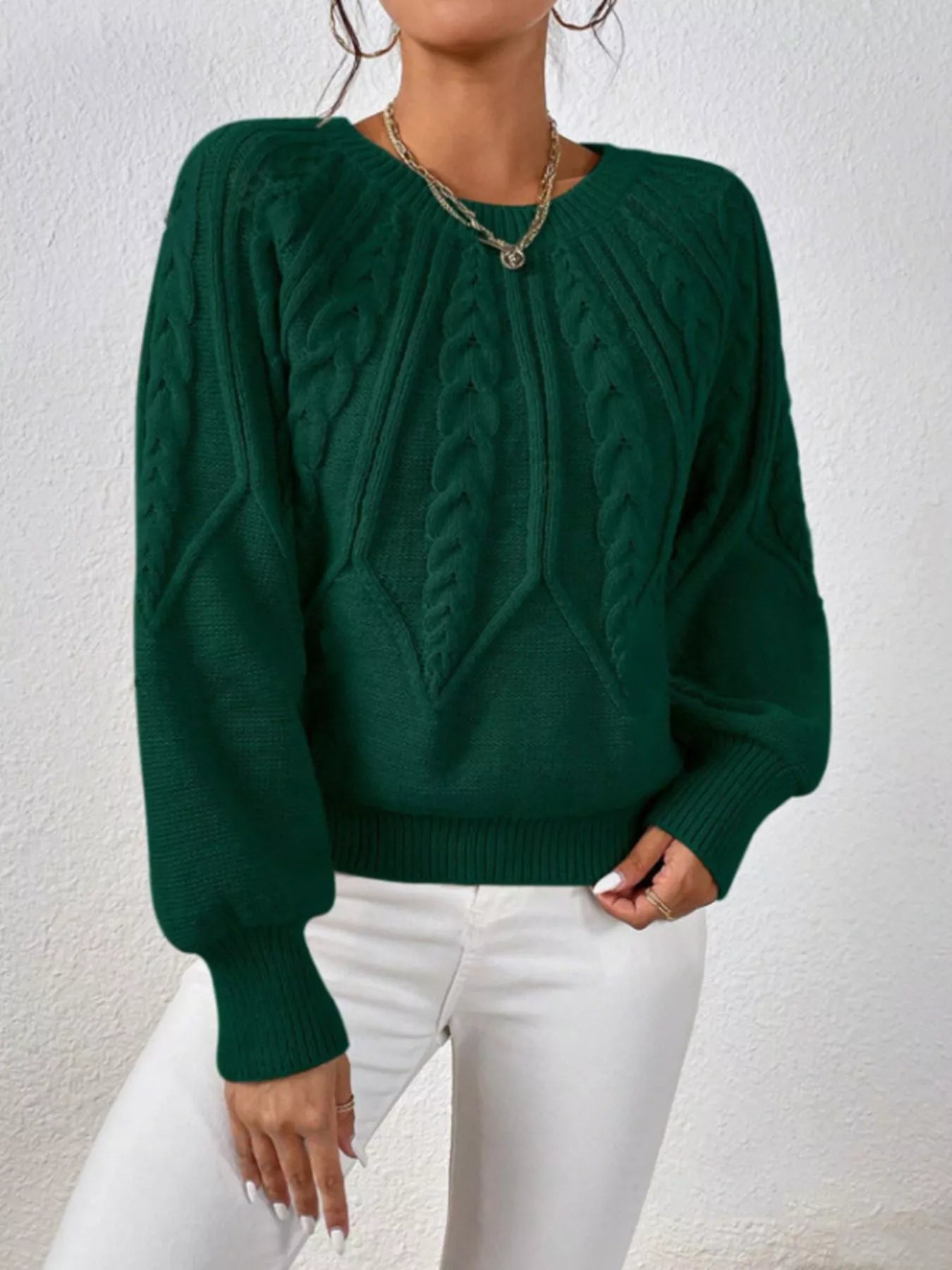 Cable Knit Long Sleeve Sweater 