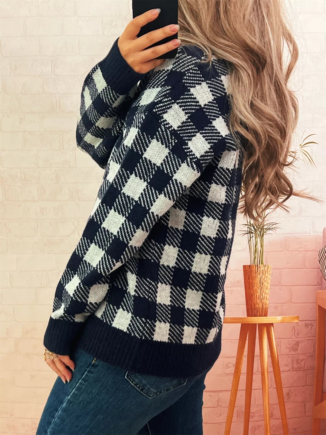 Plaid Button-Down Cardigan 