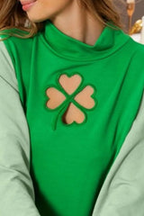 BiBi Ft Color Block Clover Cut Out Puff Sleeves Top 