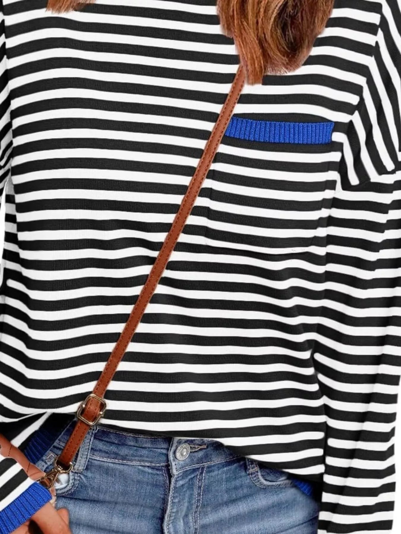Striped Round Neck Long Sleeve Knit Top 