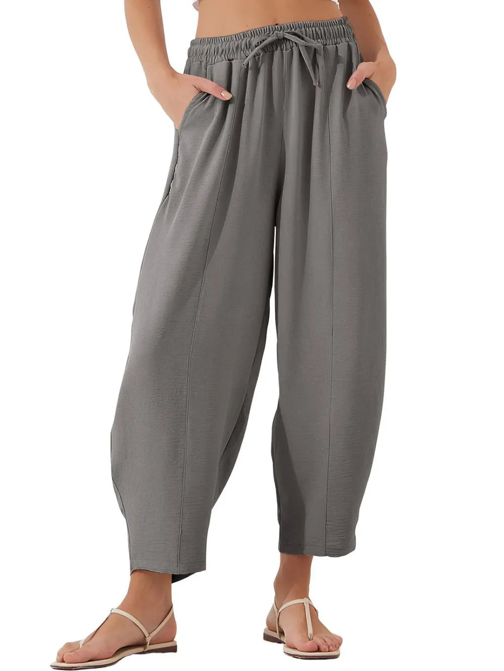 Full Size Drawstring Cropped Jogger Pants Plus Size 