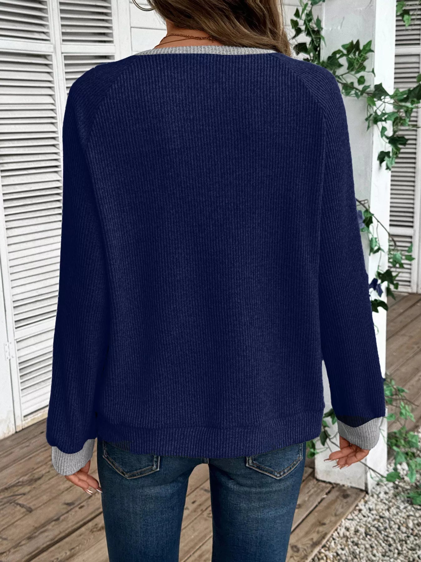 Ribbed Knit Two-Tone Top 