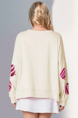 Double Take Sequin Round Neck Long Sleeve Sweatshirt 