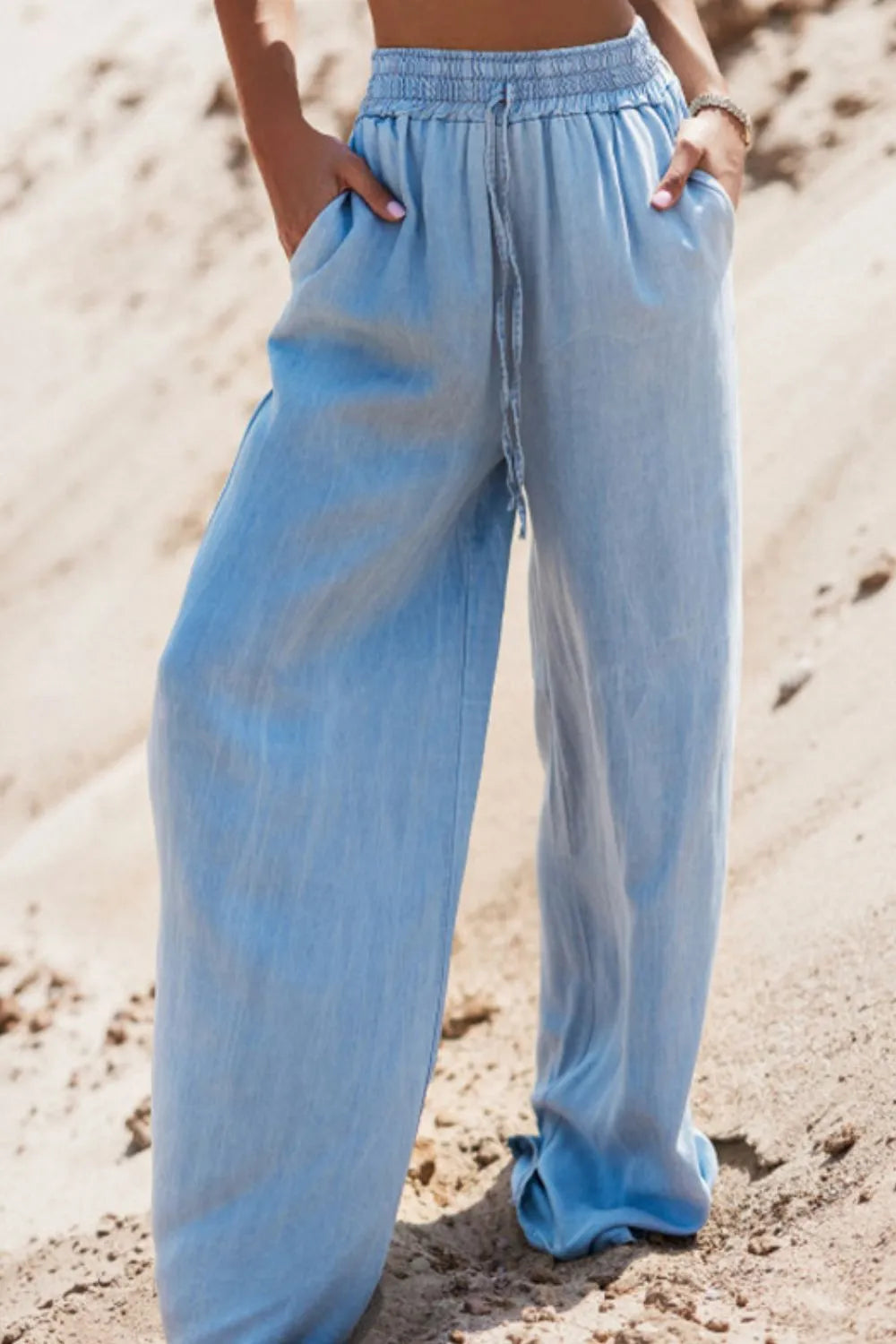 Drawstring Wide Leg Jeans 