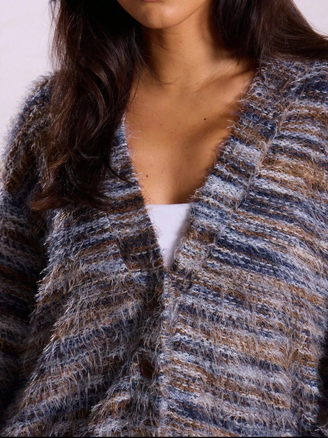 Chunky Knit V-Neck Button-Up Cardigan 