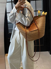Woven Straw Tote Bag 