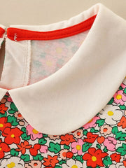 Children's Floral Print Long Sleeve Peter Pan Collar Dress 