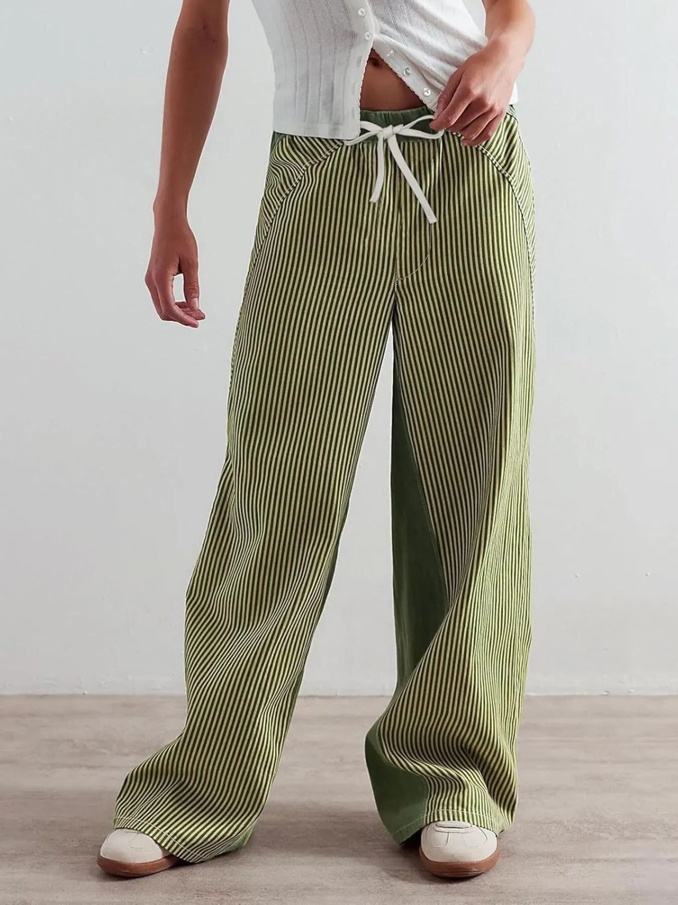 Striped Wide Leg Jeans 