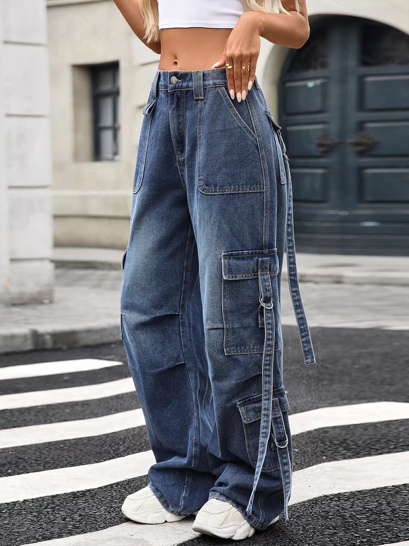 Wide Leg Cargo Jeans 
