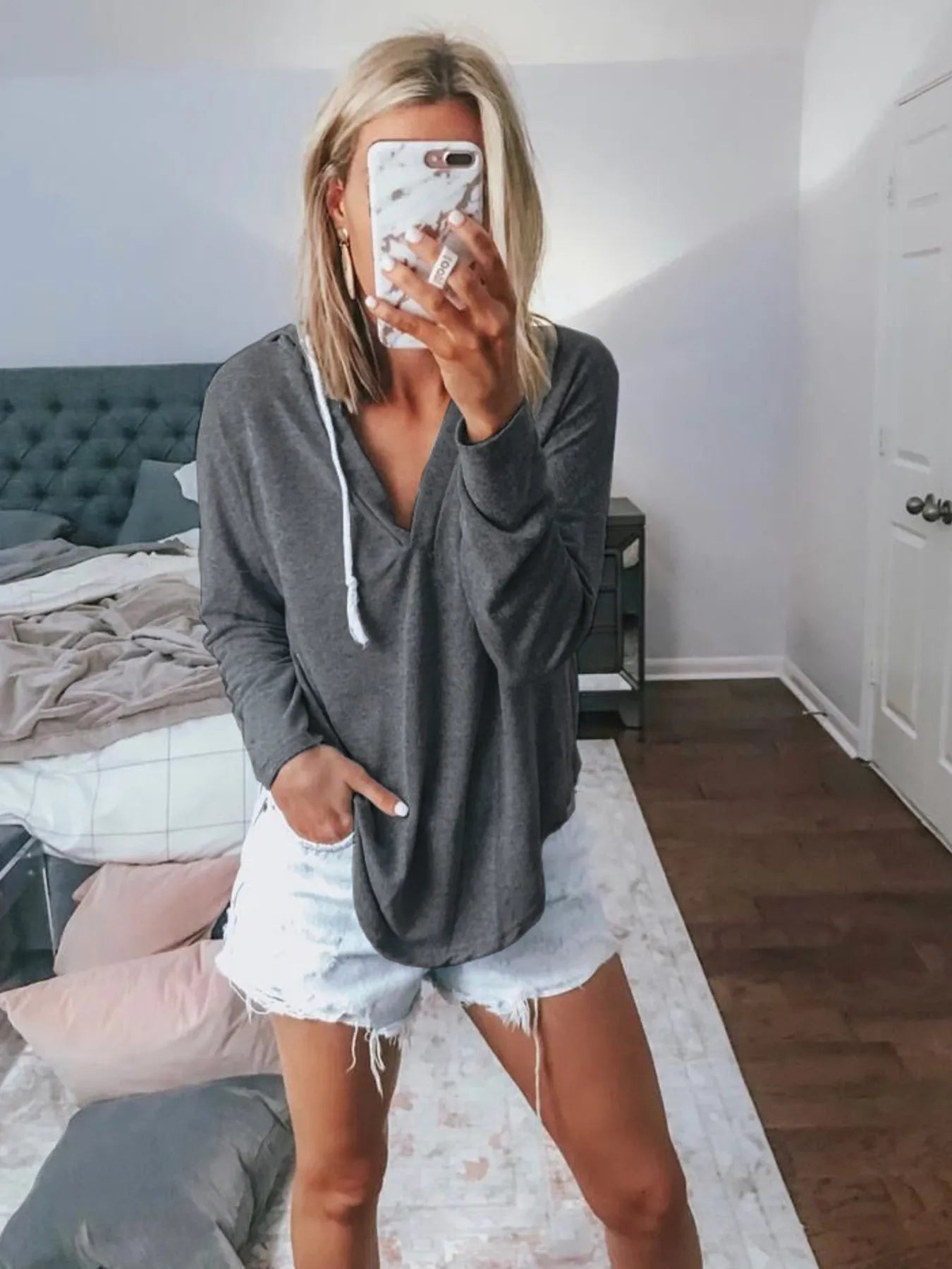 Full Size Drawstring Long Sleeve Hoodie Plus Size 