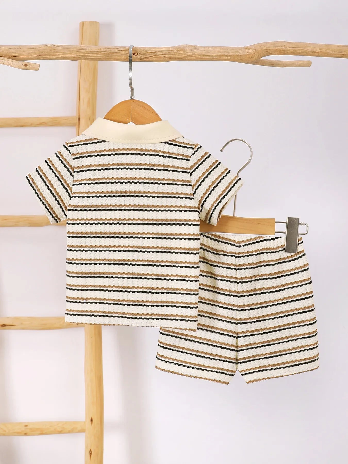 Children's Striped Short Sleeve Polo and Pants Set 