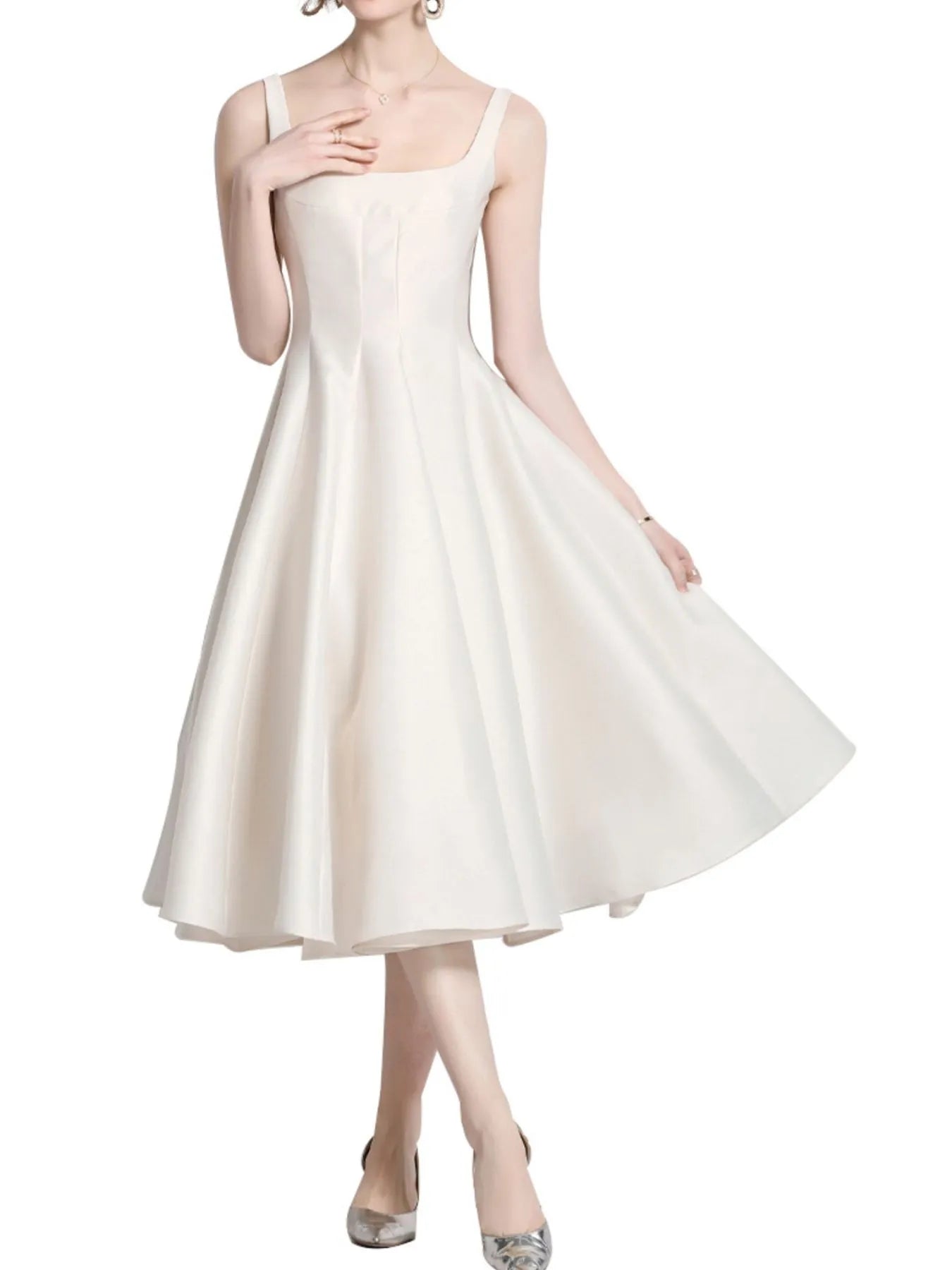 A-Line Silhouette Midi Sleeveless Dress 