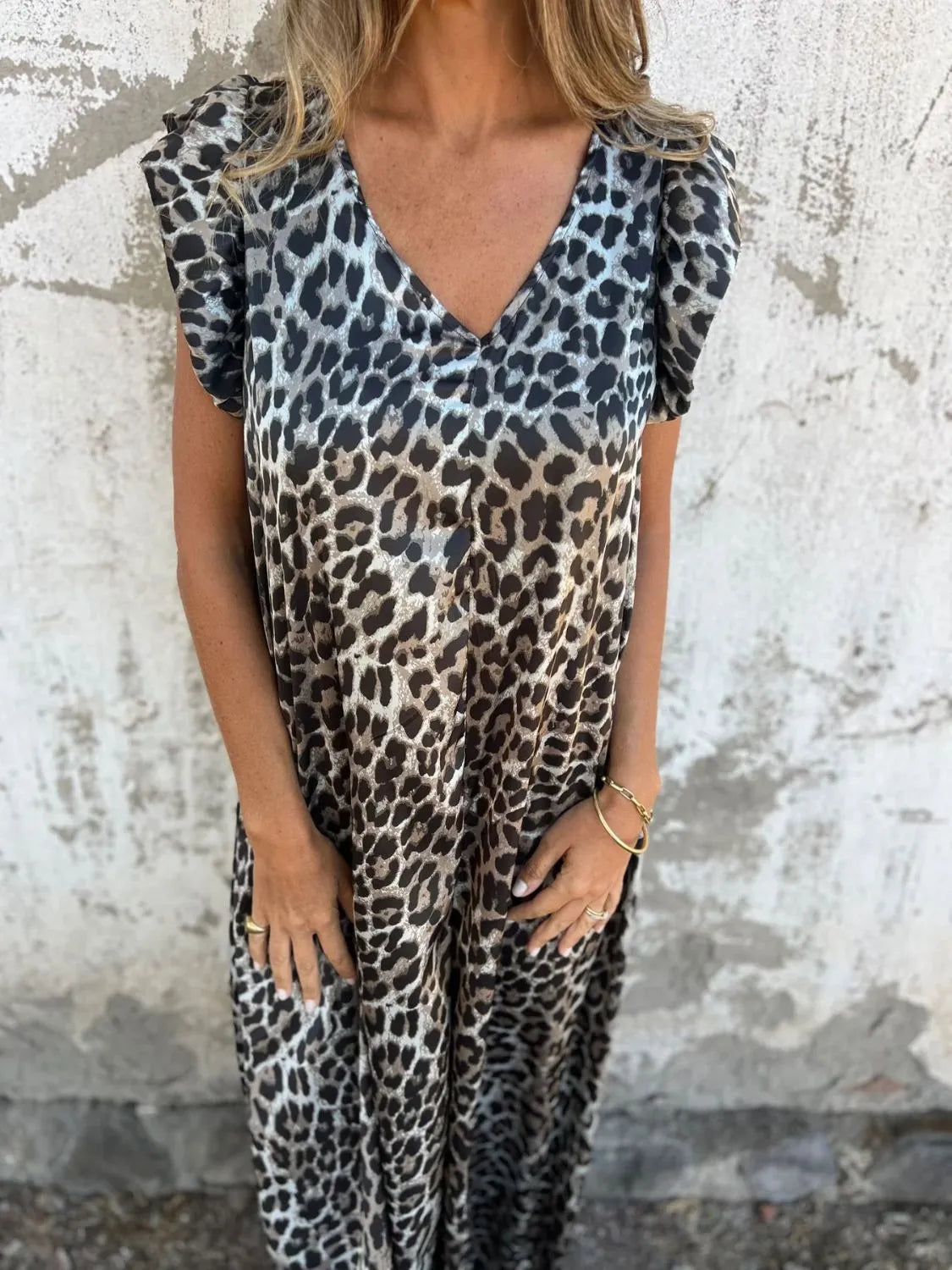 Full Size V-Neck Cap Sleeve Wide Leg Jumpsuit Plus Size 