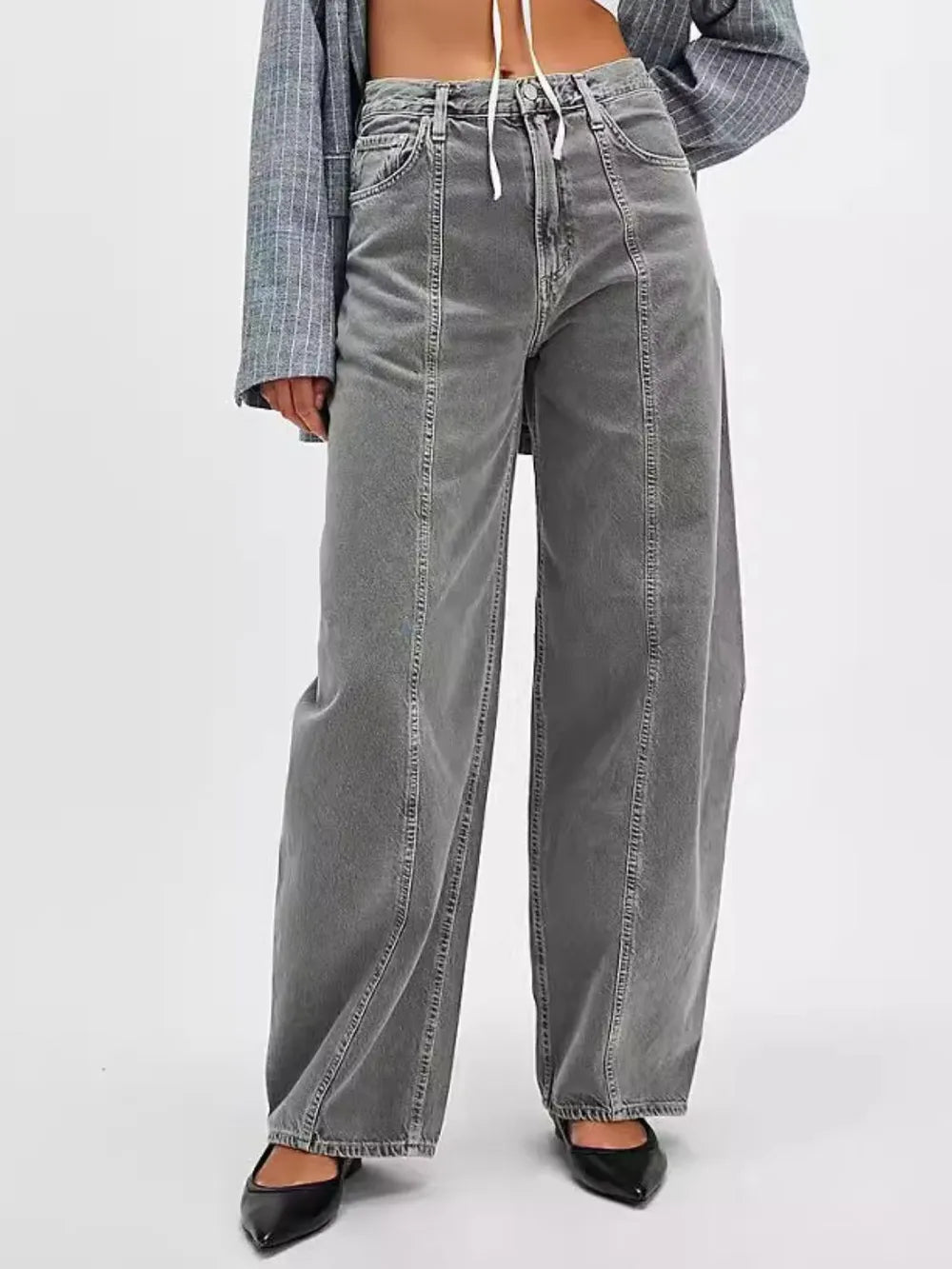 Wide Leg Jeans with Pockets 