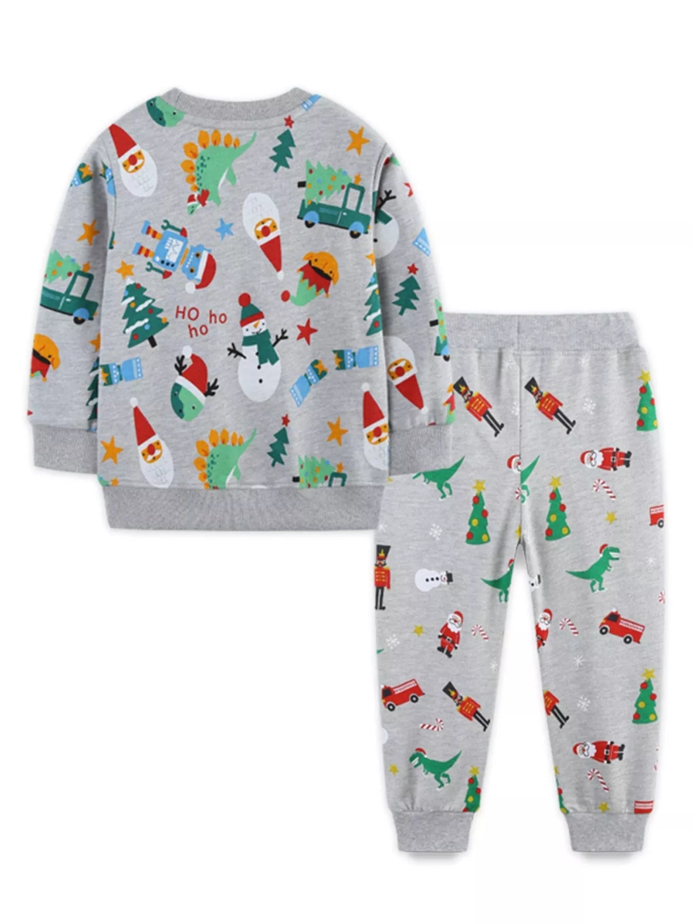 Children's Christmas Print Round Neck Top and Pants Set 