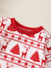 Children's Christmas Reindeer & Tree Print Top and Pants Set 
