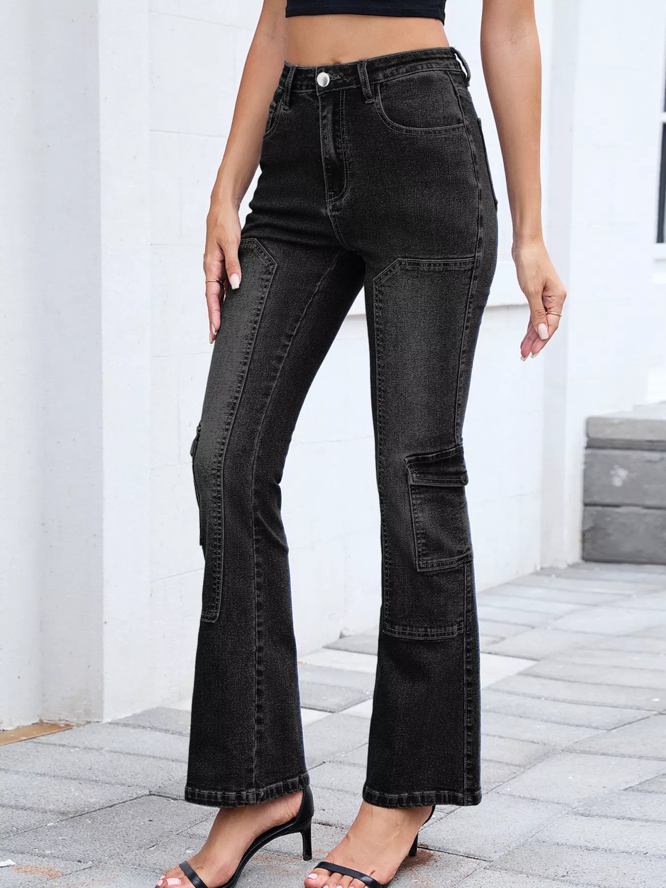 High-Waisted Bootcut Jeans 