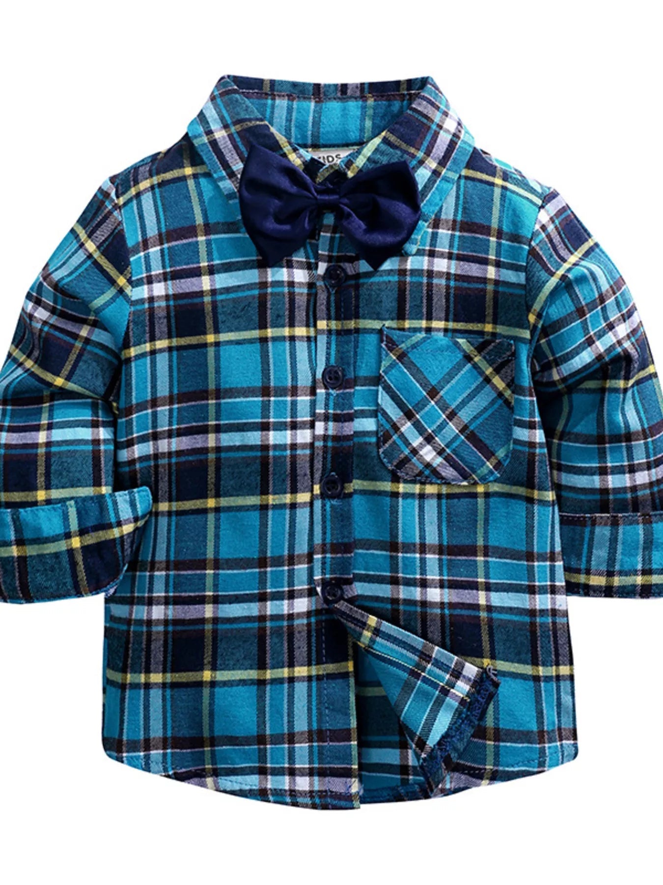 Children's Plaid Shirt & Distressed Jeans with Suspenders Set 