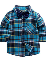 Children's Plaid Shirt & Distressed Jeans with Suspenders Set 