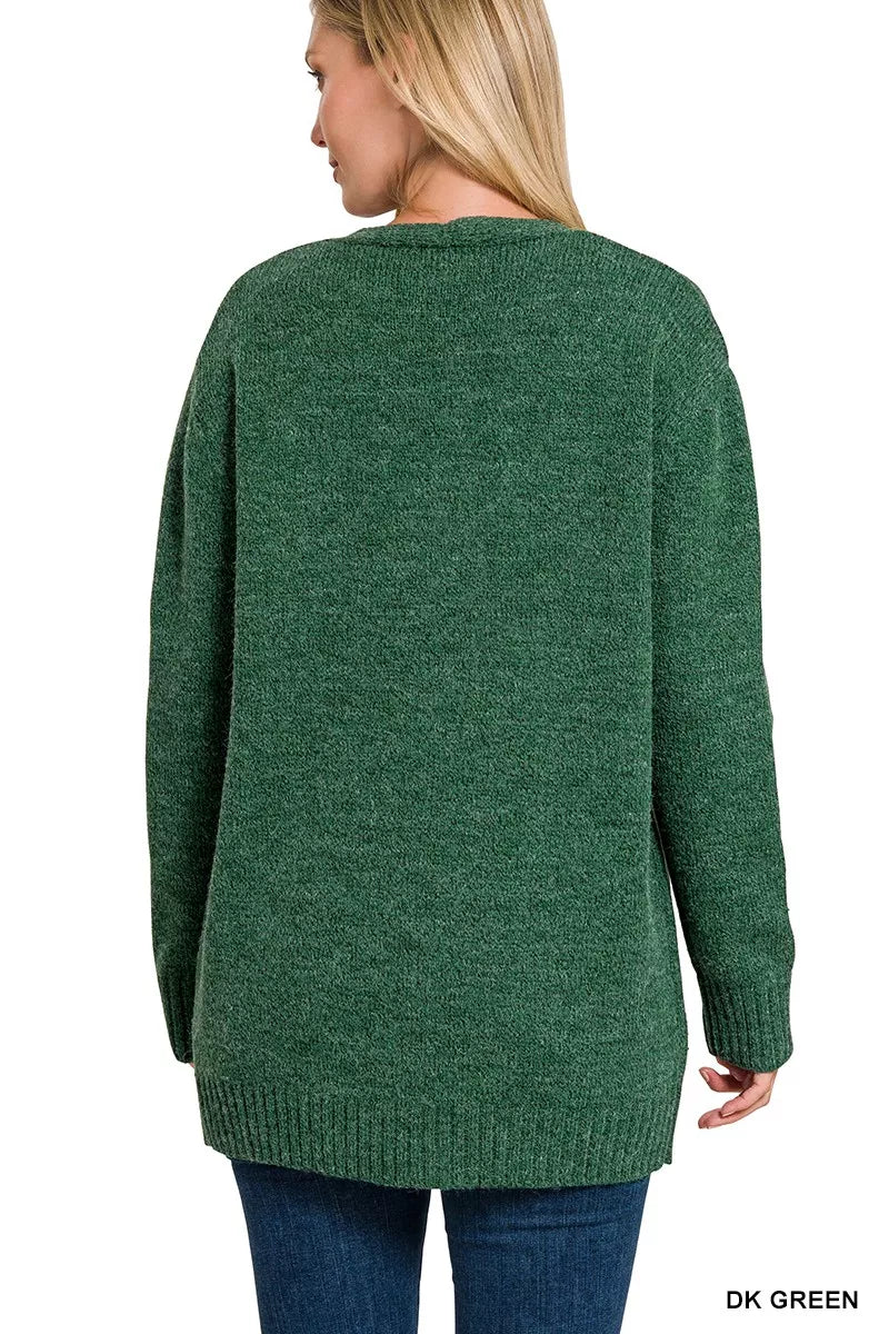 Zenana Open Front Sweater Cardigan 