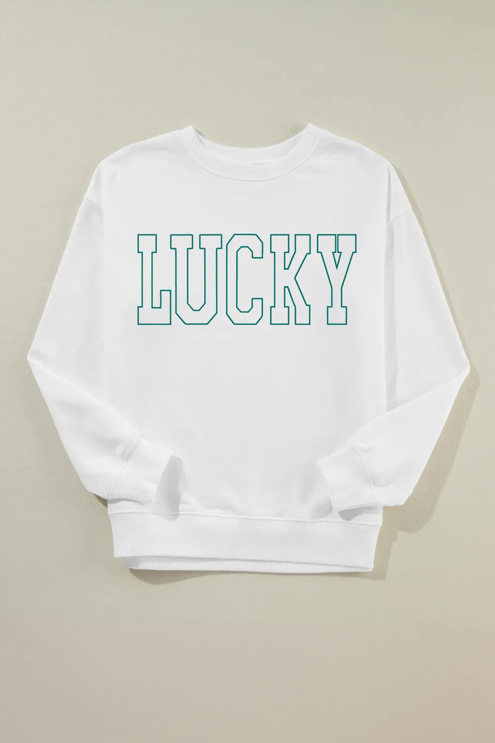 LUCKY Graphic Round Neck Long Sleeve Sweatshirt 