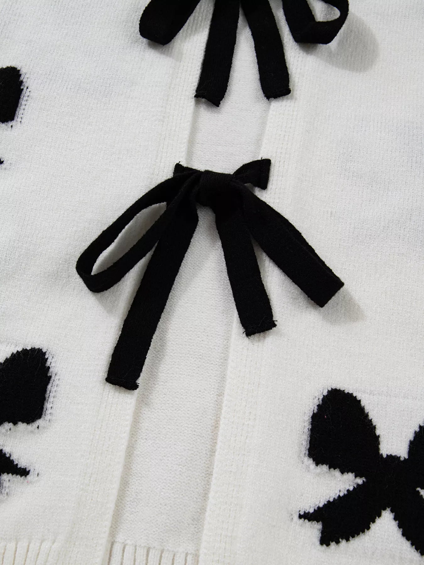 Tie Front Bow Pattern Cardigan 