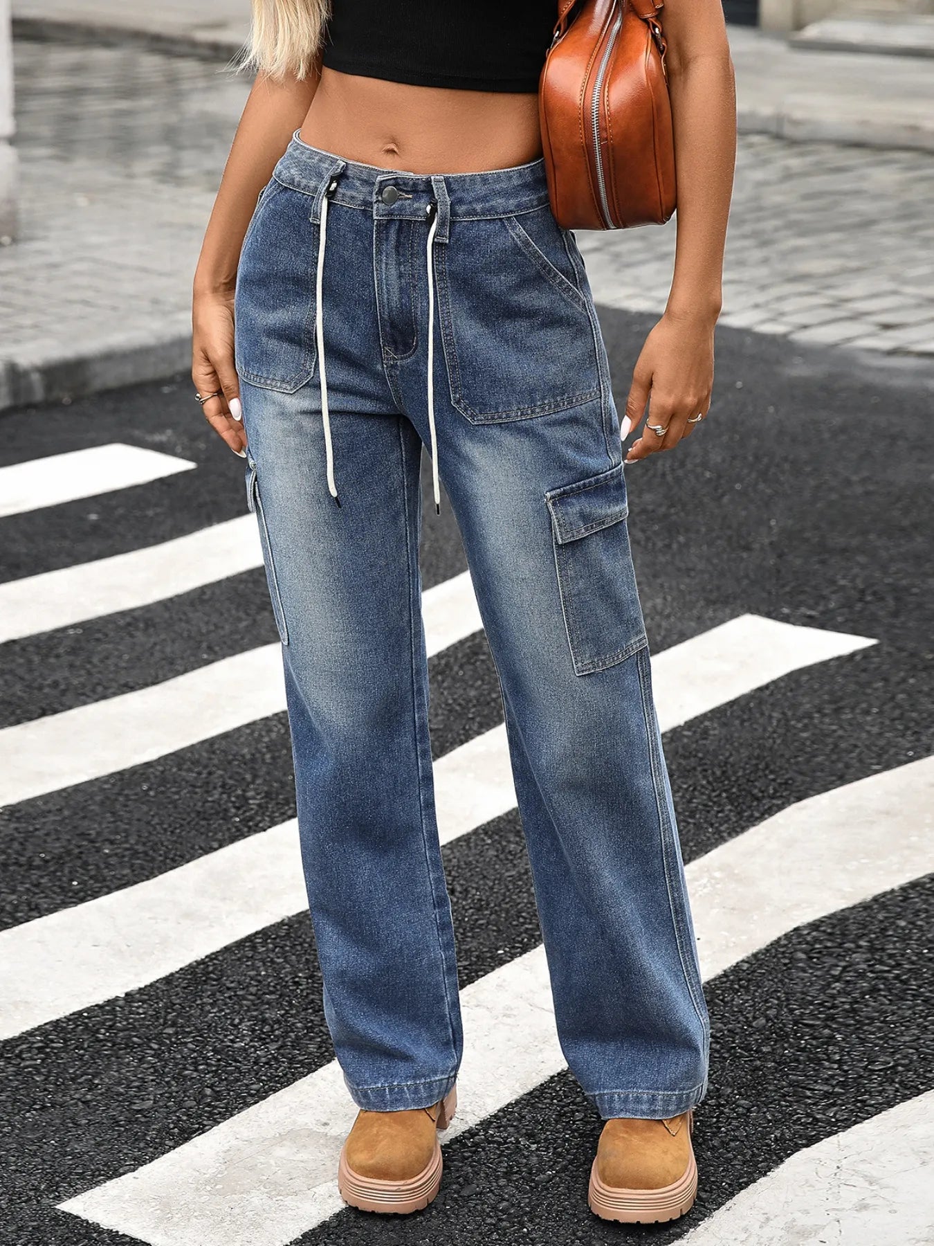 Wide Leg Cargo Jeans 