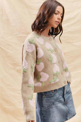 SO ME Strawberry Fruit All Over Button Sweater Cardigan 