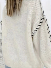 Contrast Stitching Dropped Shoulder Sweater 
