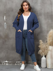 Plus Size Long Sleeve Pocketed Cardigan 