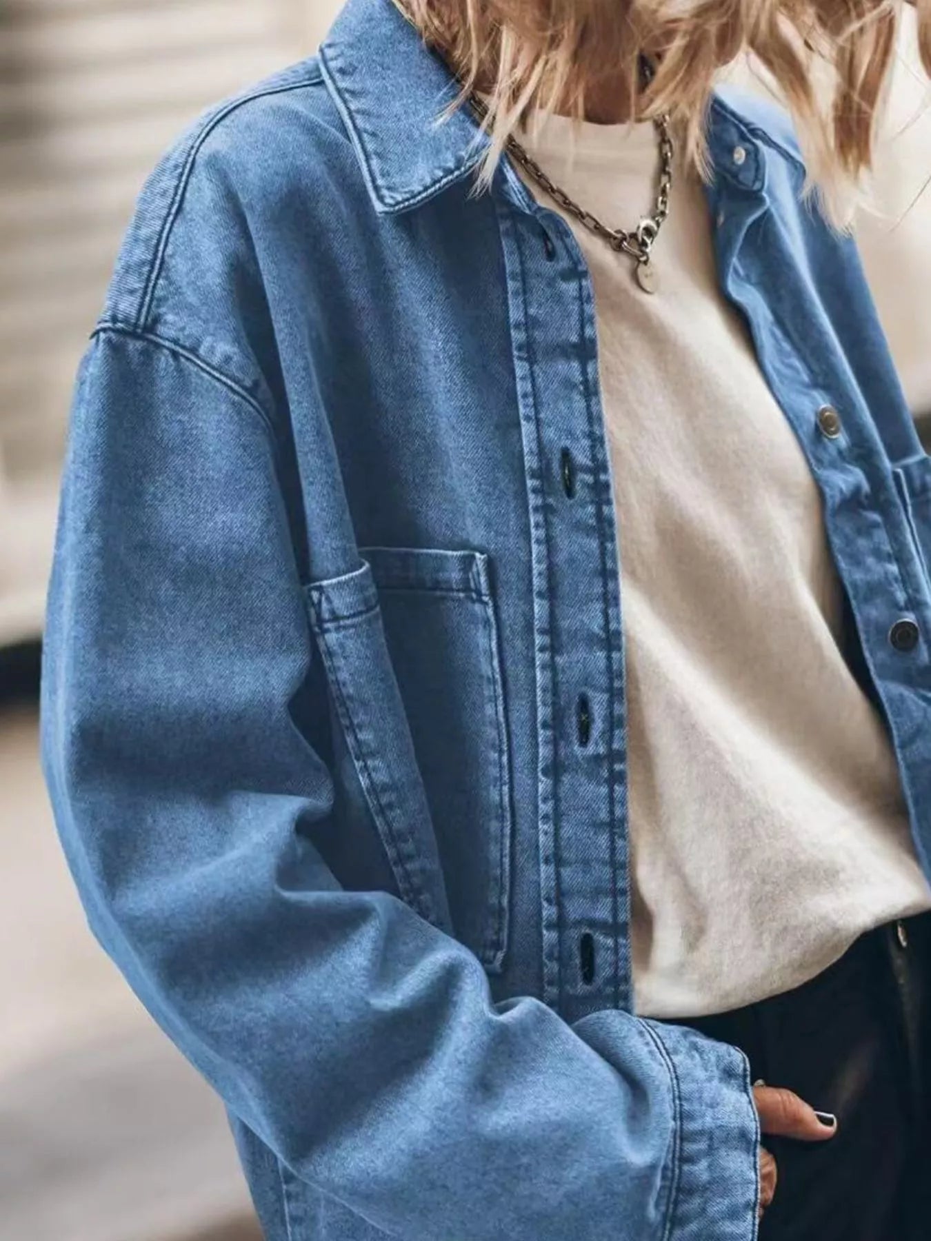 Oversized Button Up Denim Shirt 