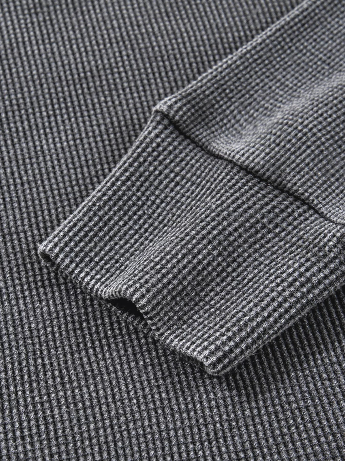 Waffle Knit Patchwork Long Sleeve Loose Sweatshirt 
