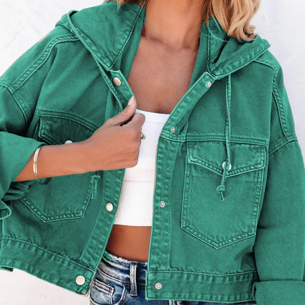 Hooded Dropped Shoulder Denim Jacket 