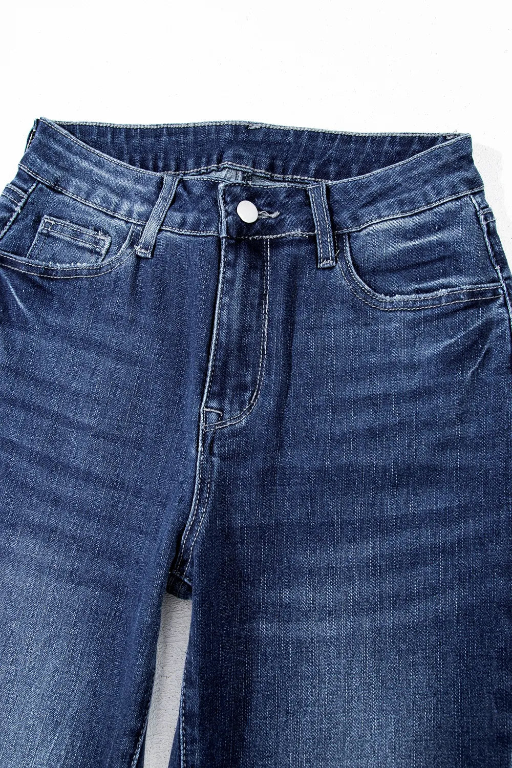 Mineral Wash Raw Hem High Waist Flared Jeans 