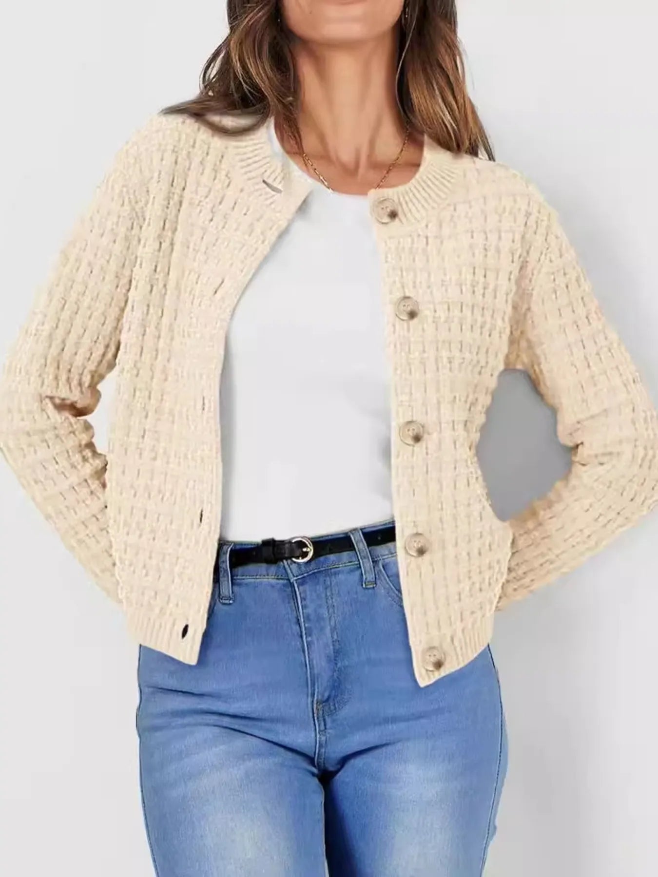Button-Up Long Sleeve Cardigan 