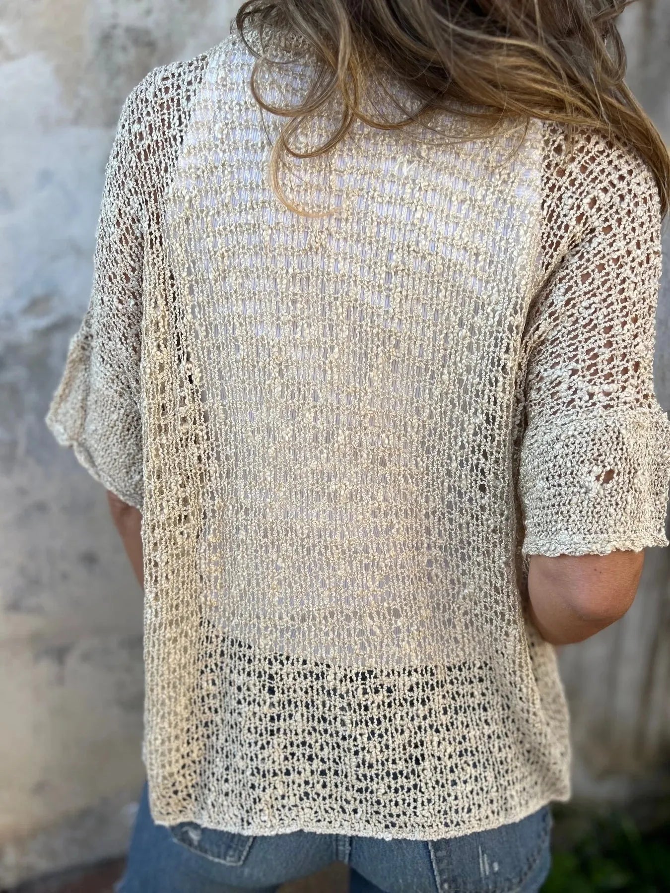 Full Size One Button Half Sleeve Cardigan Plus Size 