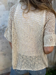 Full Size One Button Half Sleeve Cardigan Plus Size 