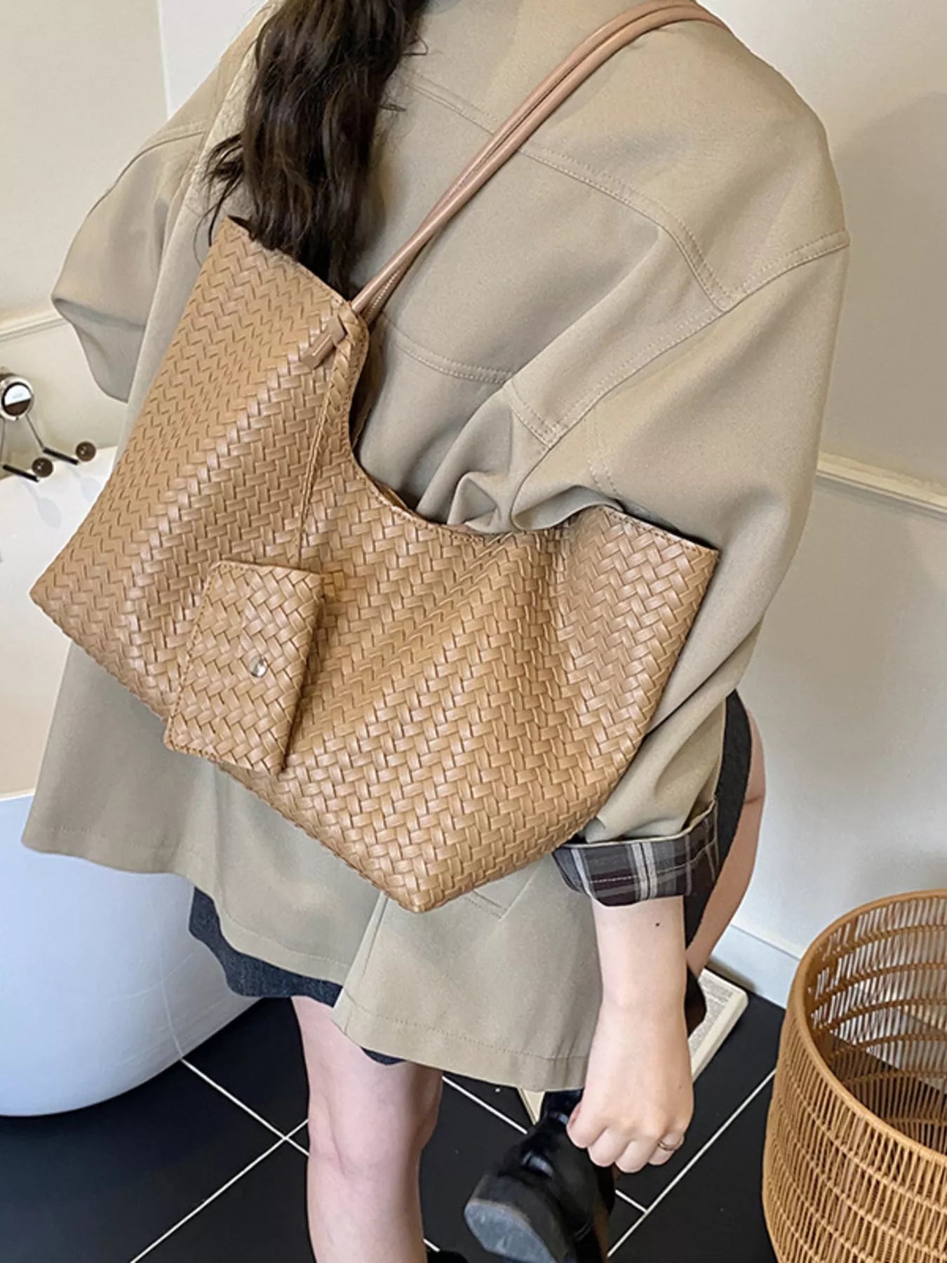 Woven Texture Large Capacity Tote Bag 