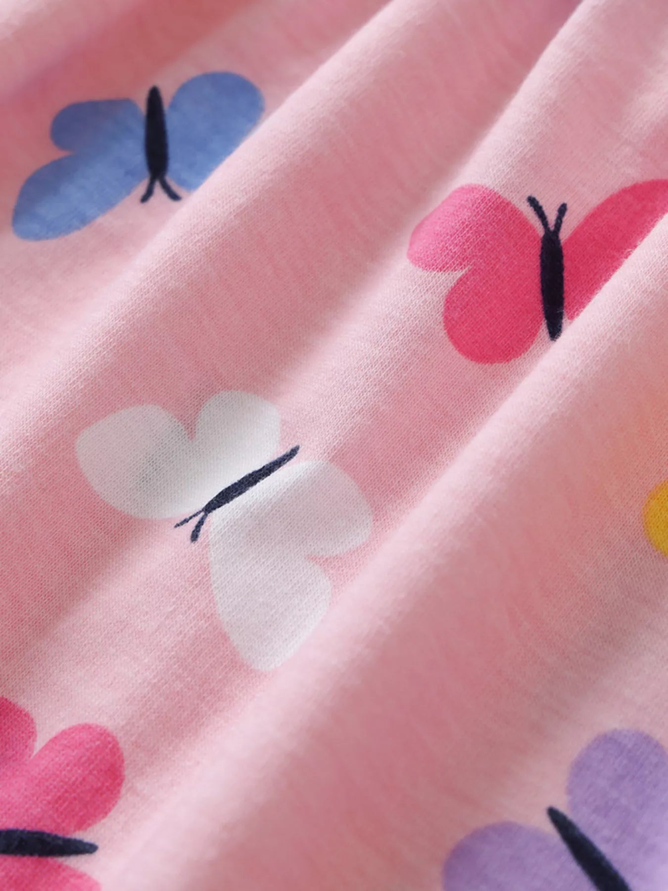 Children's Butterfly Print Ruffle Trim Long Sleeve Dress 